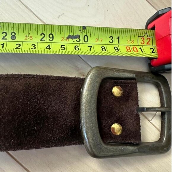 High quality chocolate brown suede belt with a wide band - Picture 7 of 7